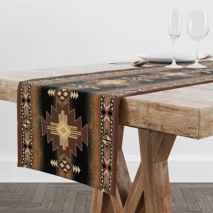 Aztec Southwestern Native Design Table Runner Cloth,Bohemian Tribal Ethnic Vintage Geometric Pattern Home Kitchen Living Room Tablecloth Table Flag,72X13inch
