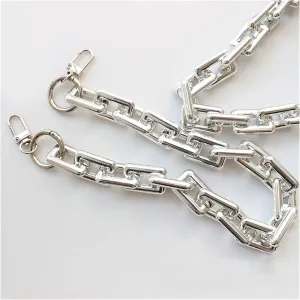 Bag Strap 30/40/50/60cm Resin Replacement Chain Detachable Parts Gold/Silver/Black Strap Women Shoulder Handle Square Chain Woman Bag Accessories Purse Strap ( Color : Silver , Size : 60cm )