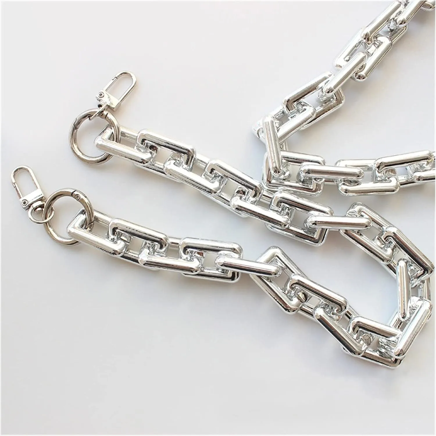 Bag Strap 30/40/50/60cm Resin Replacement Chain Detachable Parts Gold/Silver/Black Strap Women Shoulder Handle Square Chain Woman Bag Accessories Purse Strap ( Color : Silver , Size : 60cm )