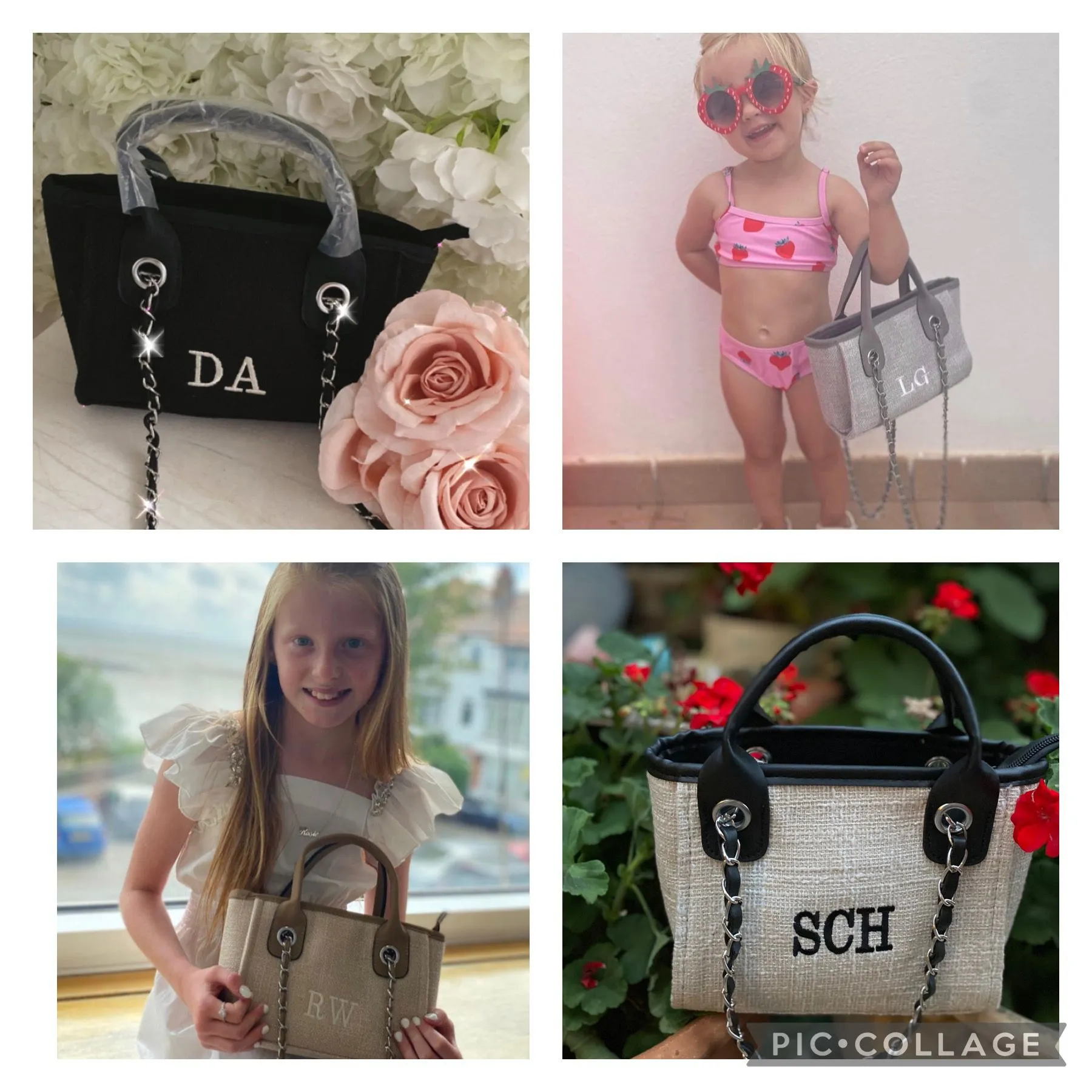 Bag Ultimate GREY Modern design Tote Mini Personalised - Embroidered Canvas