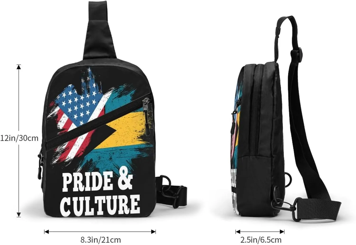 Bahamian America Flag Portable Crossbody Bag Foldable Sling Bags Sports Gym Chest Daypack Reusable Shoulder Backpack Casual Diagonally Rucksack Fanny Packs