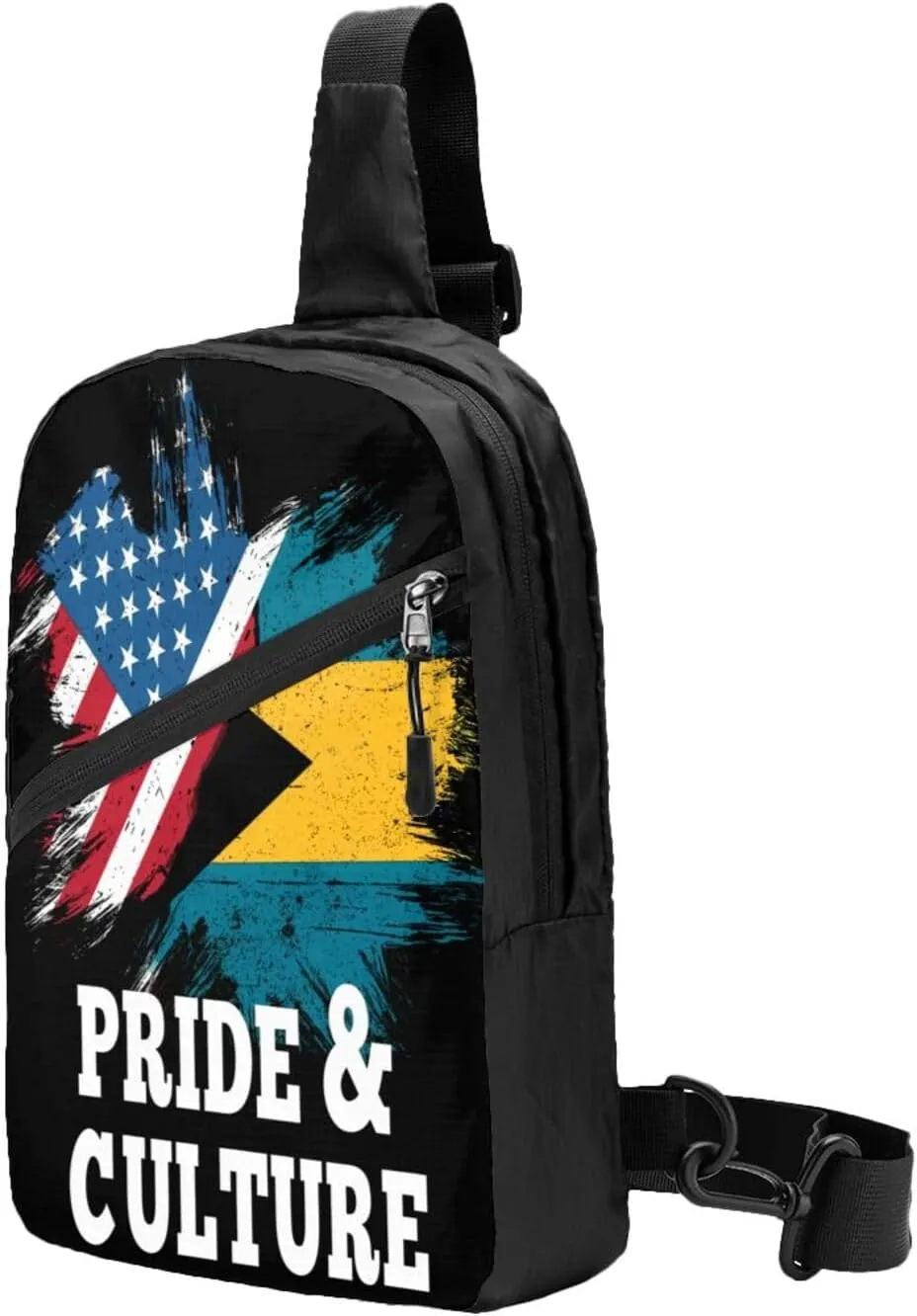 Bahamian America Flag Portable Crossbody Bag Foldable Sling Bags Sports Gym Chest Daypack Reusable Shoulder Backpack Casual Diagonally Rucksack Fanny Packs