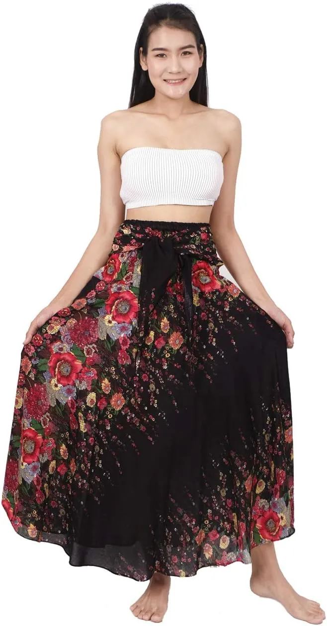 Banjamath® Women's Long Bohemian Style Gypsy Boho Hippie Skirt