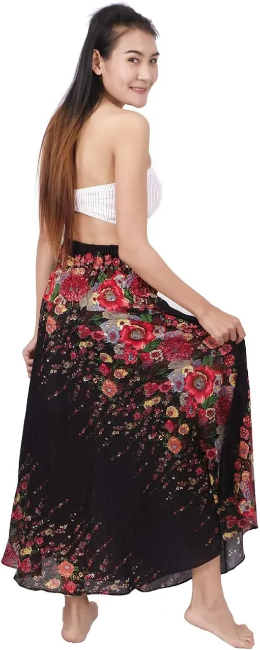 Banjamath® Women's Long Bohemian Style Gypsy Boho Hippie Skirt