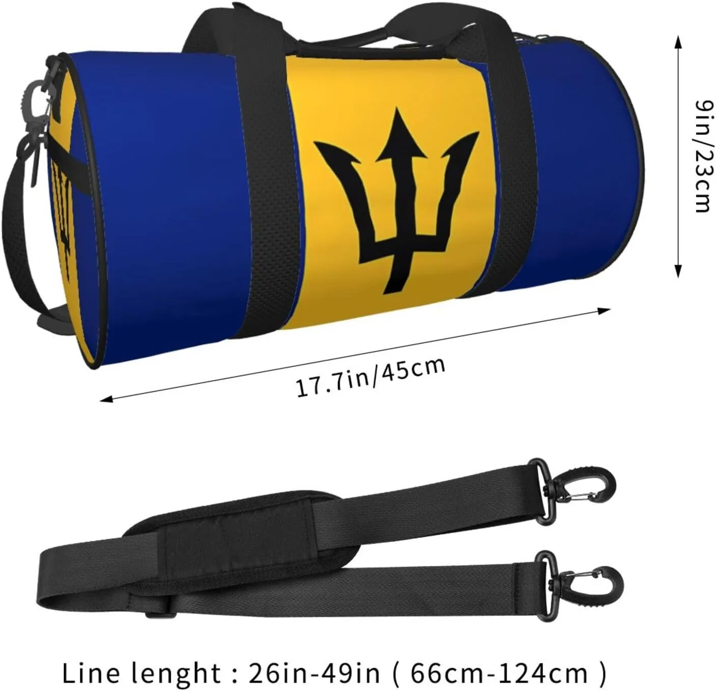 Barbados Flag Round Travel Duffel Bag Large Capacity Gym Sports Bags for Hiking Vacation Trips
