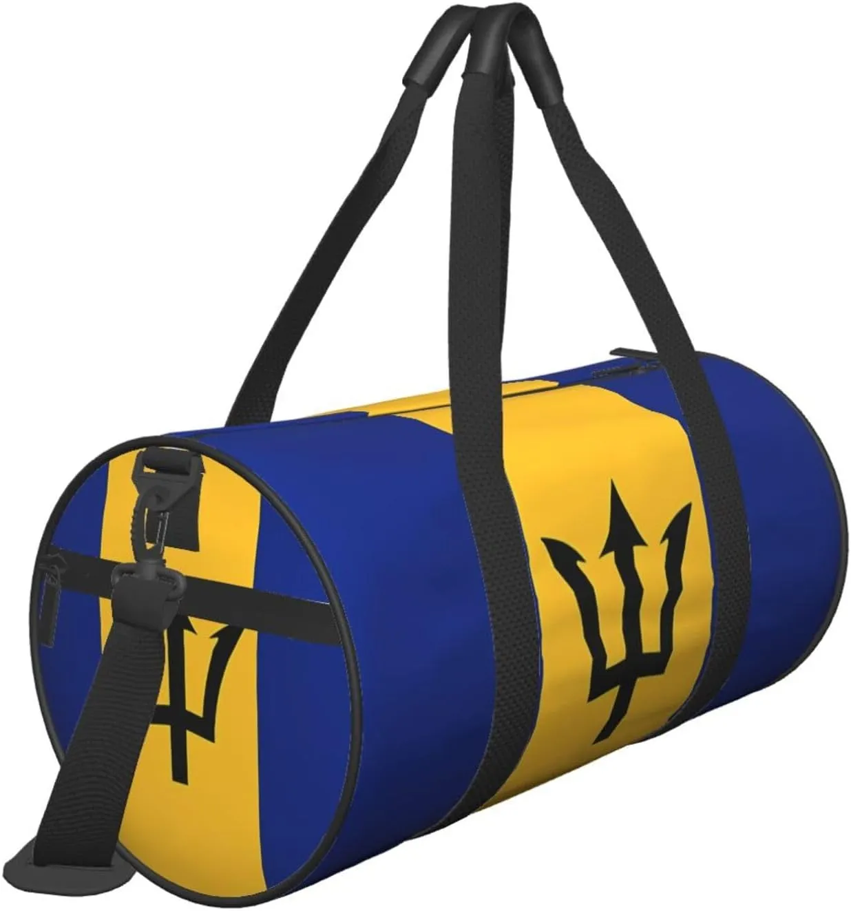 Barbados Flag Round Travel Duffel Bag Large Capacity Gym Sports Bags for Hiking Vacation Trips