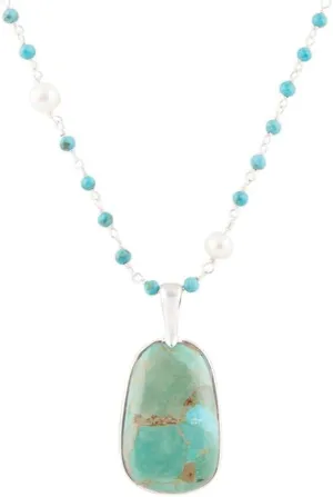 Barse Jewelry Madeleine Blue Turquoise and Sterling Silver Drop Pendant Necklace