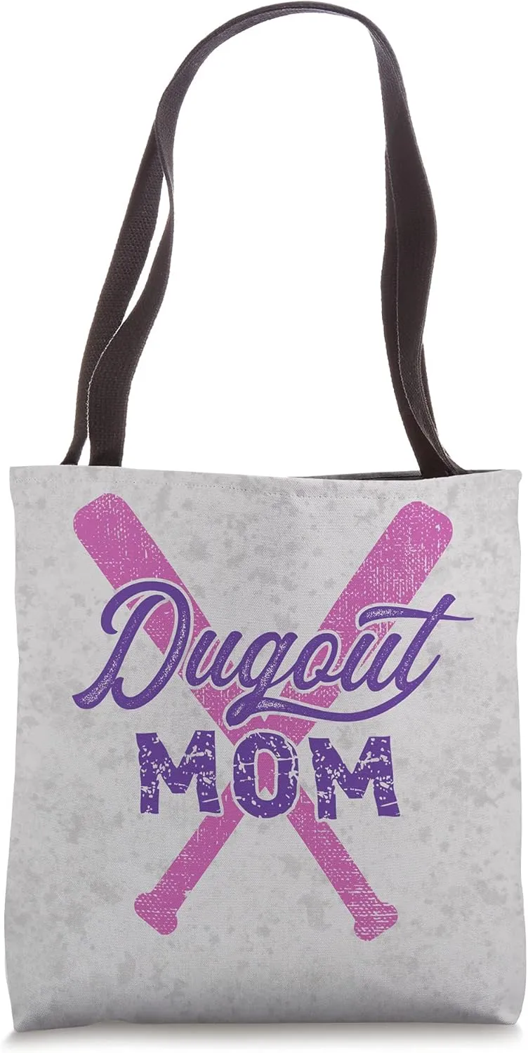 Baseball Dugout Mom Mother Pink Baseball Bats Tote Bag