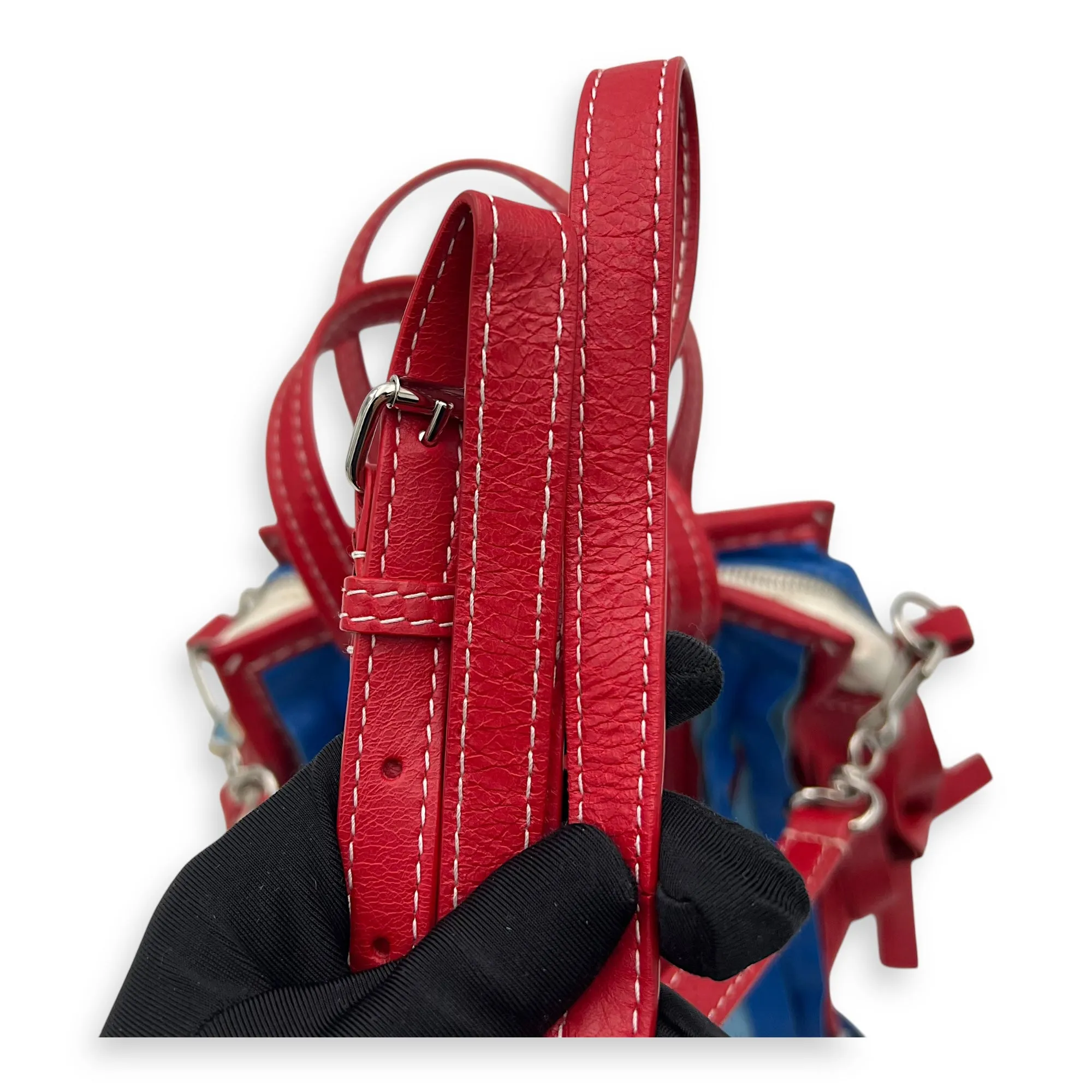Bazar Fringe Detailed Multi-colour Tote Bag in Distressed Leather, Silver hardware