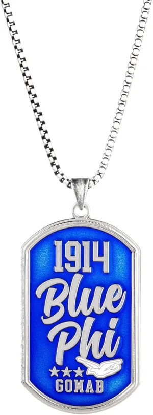 BBGreek Phi Beta Sigma Paraphernalia - Dog Tag Pendant Necklace with 24 Inch Rope Chain - Fraternity Gift Accessories for Men - Officially Licensed