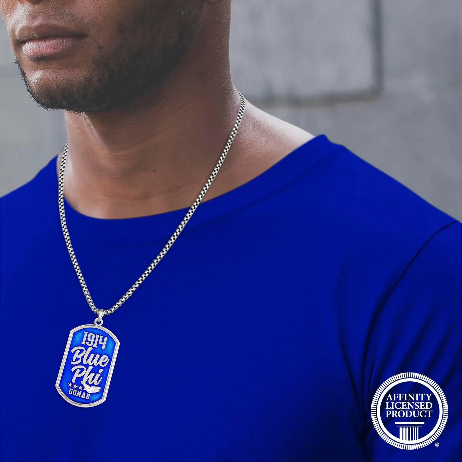 BBGreek Phi Beta Sigma Paraphernalia - Dog Tag Pendant Necklace with 24 Inch Rope Chain - Fraternity Gift Accessories for Men - Officially Licensed