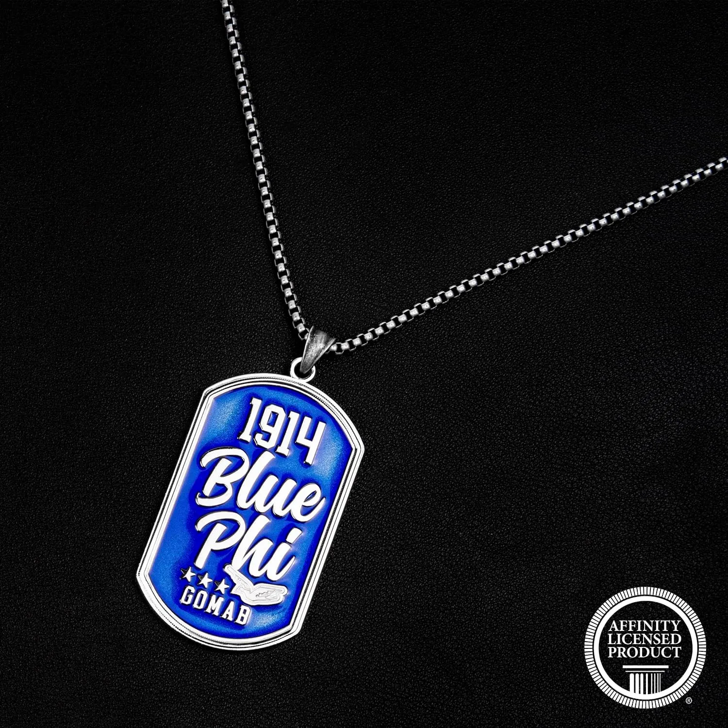 BBGreek Phi Beta Sigma Paraphernalia - Dog Tag Pendant Necklace with 24 Inch Rope Chain - Fraternity Gift Accessories for Men - Officially Licensed