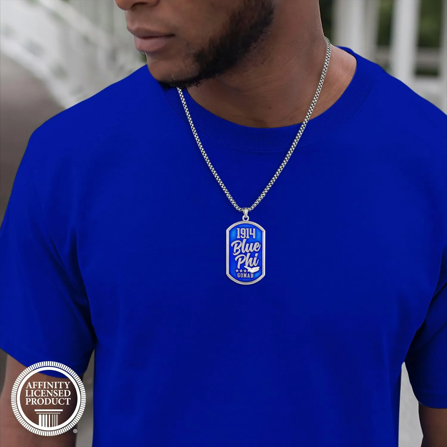BBGreek Phi Beta Sigma Paraphernalia - Dog Tag Pendant Necklace with 24 Inch Rope Chain - Fraternity Gift Accessories for Men - Officially Licensed