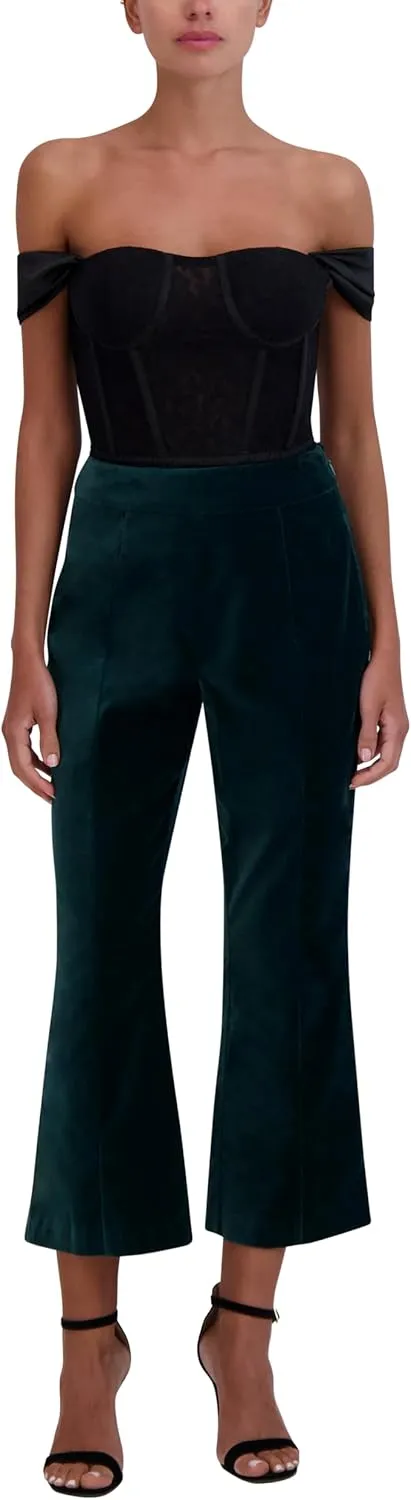 BCBGMAXAZRIA Women's Flare Leg Cropped Velvet Pant