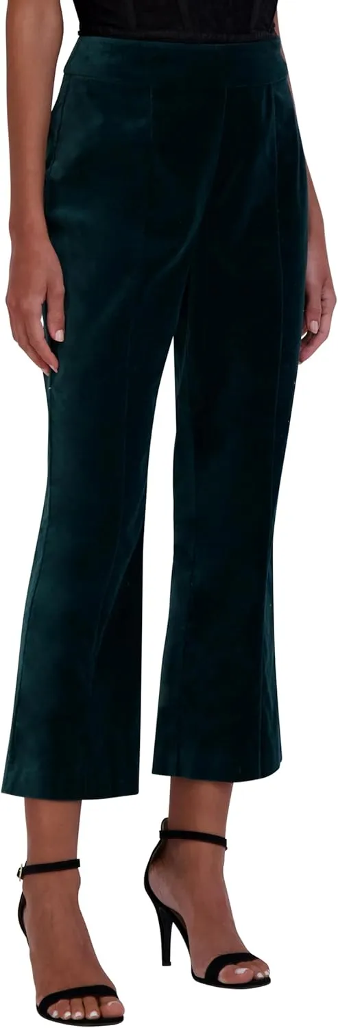 BCBGMAXAZRIA Women's Flare Leg Cropped Velvet Pant