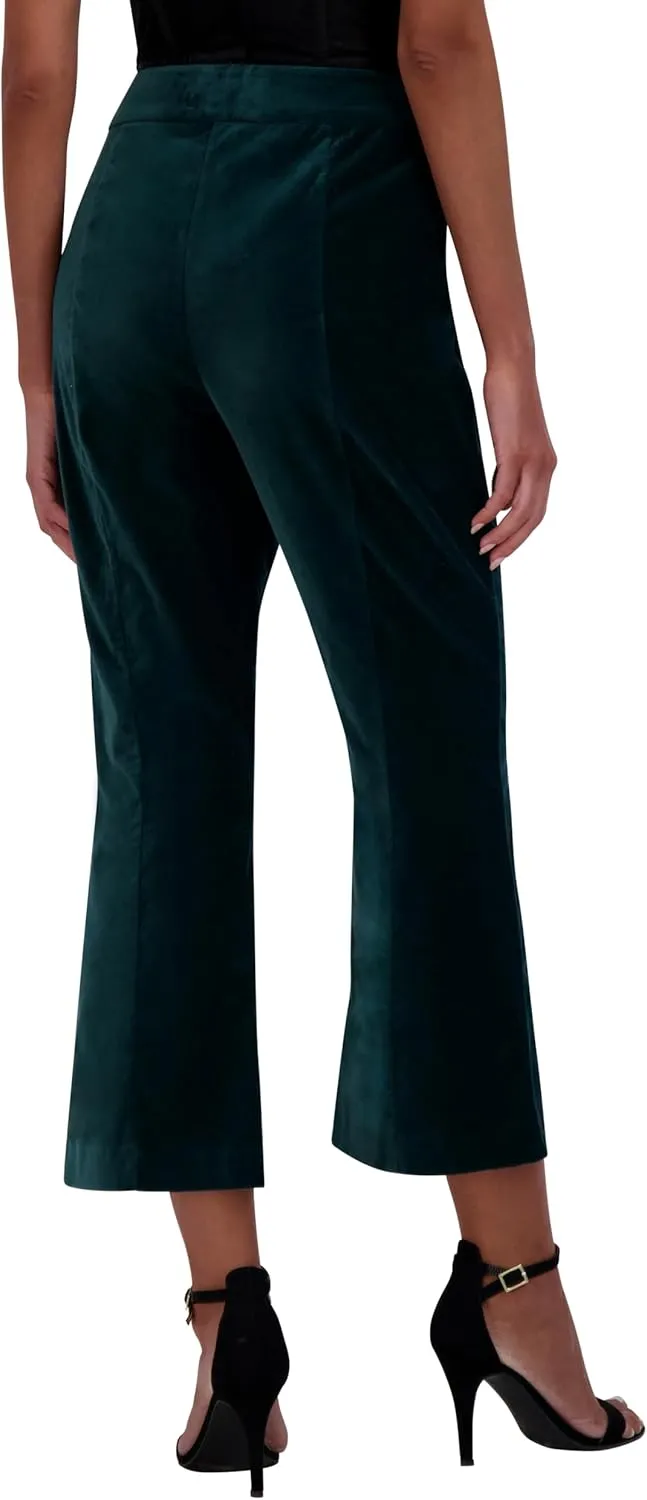 BCBGMAXAZRIA Women's Flare Leg Cropped Velvet Pant