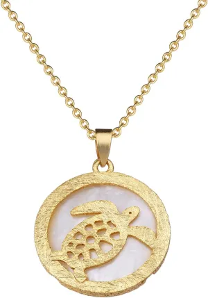 Beach Necklace for Women Dainty Gold Silver Plated Round Mother of Pearl Shell Pendant Cute Stingray Sea Turtle Starfish Necklace for Women Summer Beach Jewelry Gift