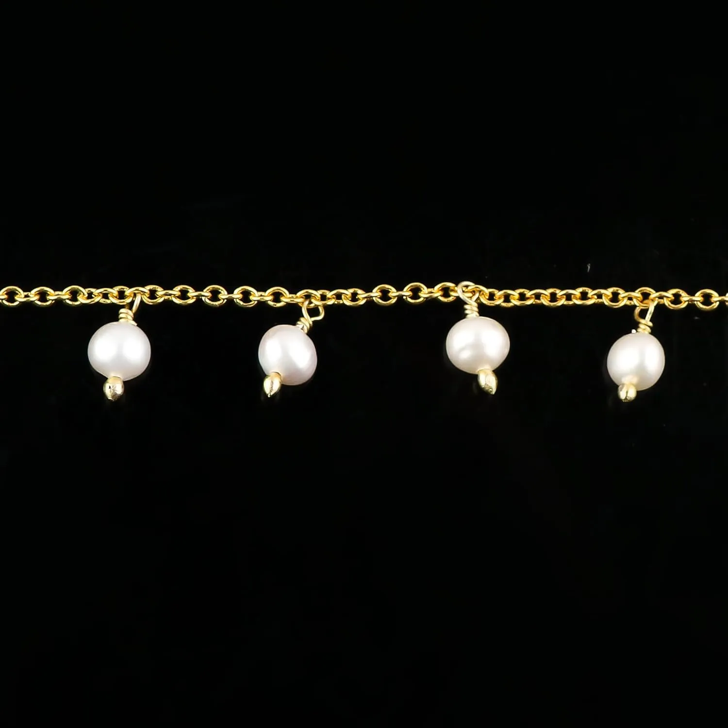 Beaded Ankle Bracelet | Freshwater Cultured Pearls Beaded Anklet | Handmade Jewelry | Healing Crystals | Gold Plated | Adjustable Chain | Birthday Gift for Women | Size 9 1.50 inch