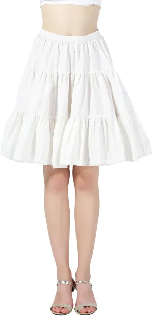 BEAUTELICATE Women 100% Cotton Skirt 3 Tiered A-Line Retro Medieval Skirt