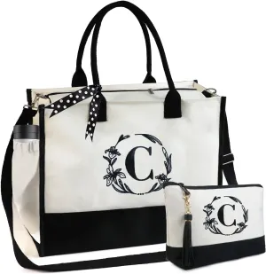BeeGreen Personalized-Tote-Bag-for Women Mom Teacher Friends Sister Gift Bags with Comestic Bag