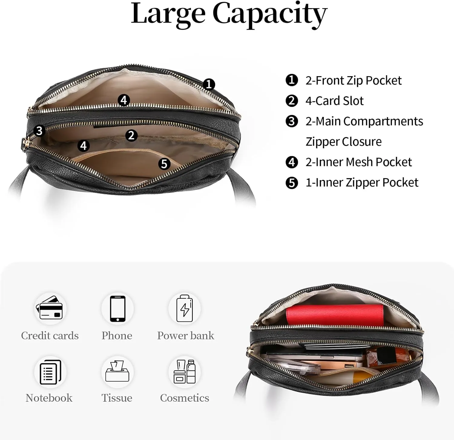 Belt Bag for Women Fanny Pack Crossbody with Adjustable Strap Fashion Leather Waist Packs