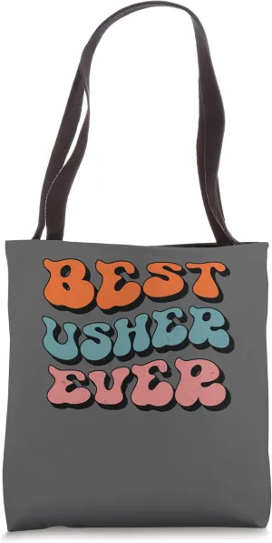 Best Usher Ever, Distressed Retro Groovy Usher Squad Tote Bag