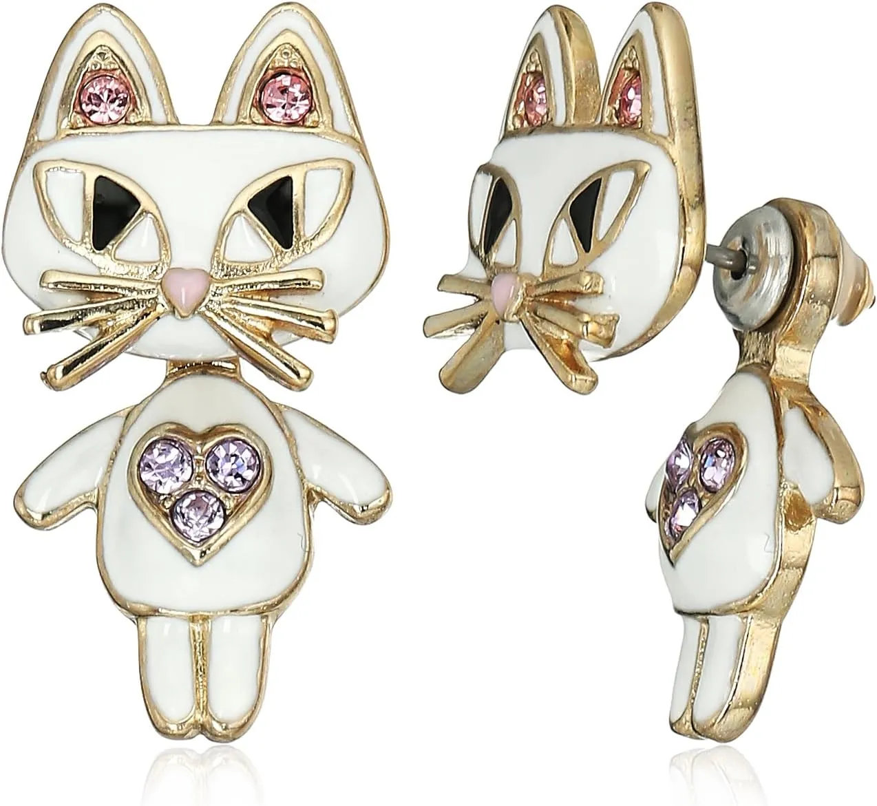 Betsey Johnson Cat Front Back Earrings