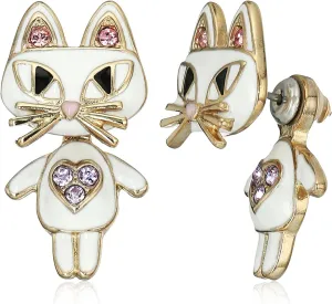 Betsey Johnson Cat Front Back Earrings