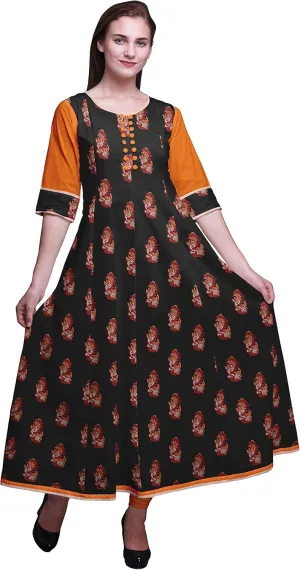 Bimba Print Long Anarkali for Women Indian Kurti Casual Ethnic Tunic