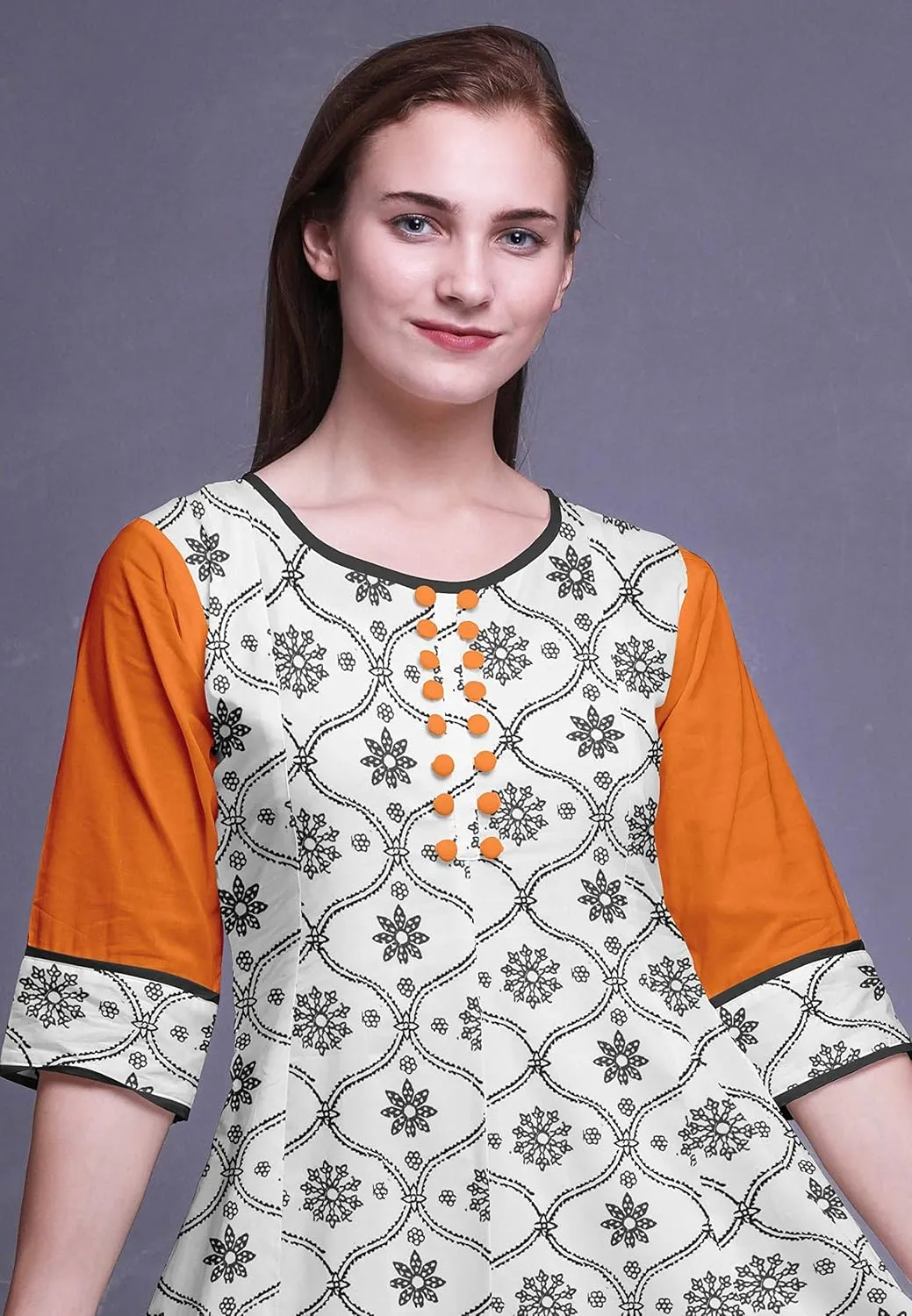 Bimba Print Long Anarkali for Women Indian Kurti Casual Ethnic Tunic