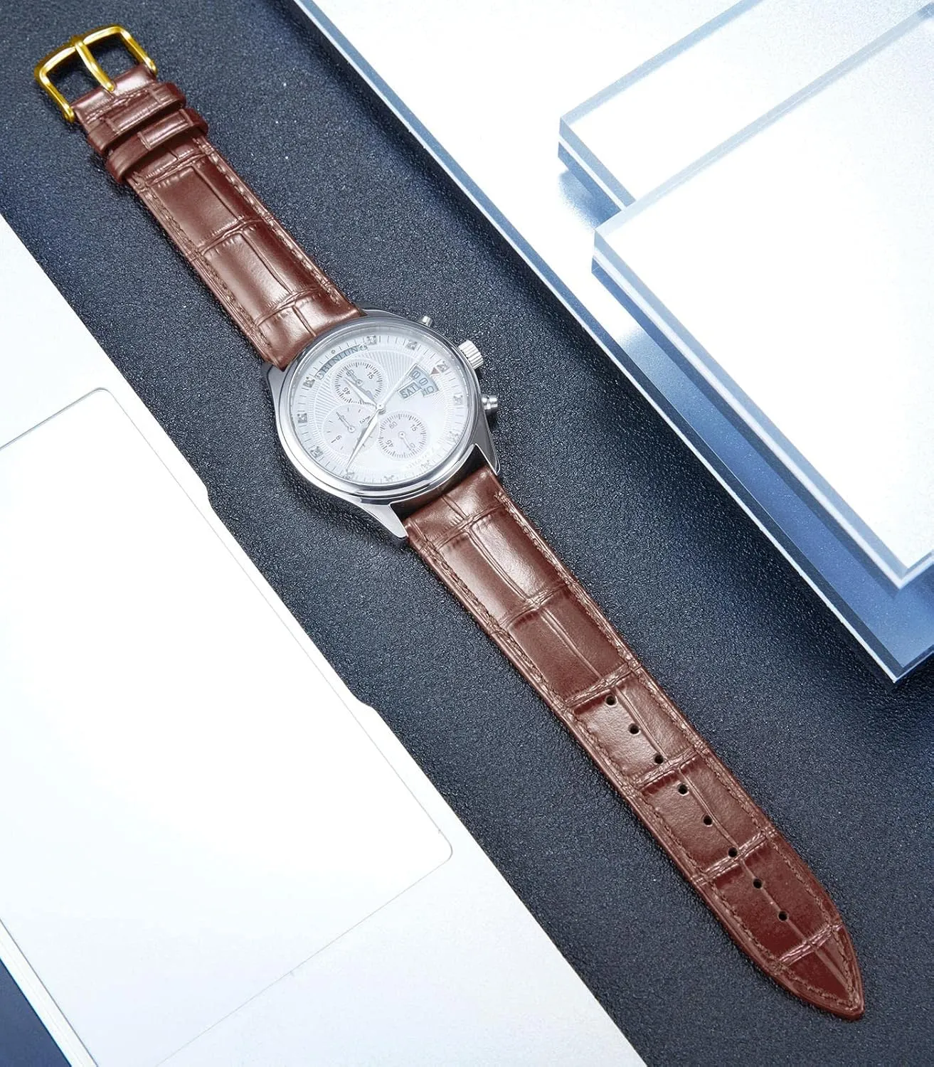 BINLUN Leather Watch Band Genuine Calfskin Replacement Watch Strap Quick Release Crocodile Pattern 10 Colors 13 Sizes for Men Women(10mm,12mm,14mm,16mm,17mm,18mm,19mm,20mm,21mm,22mm,23mm,24mm)