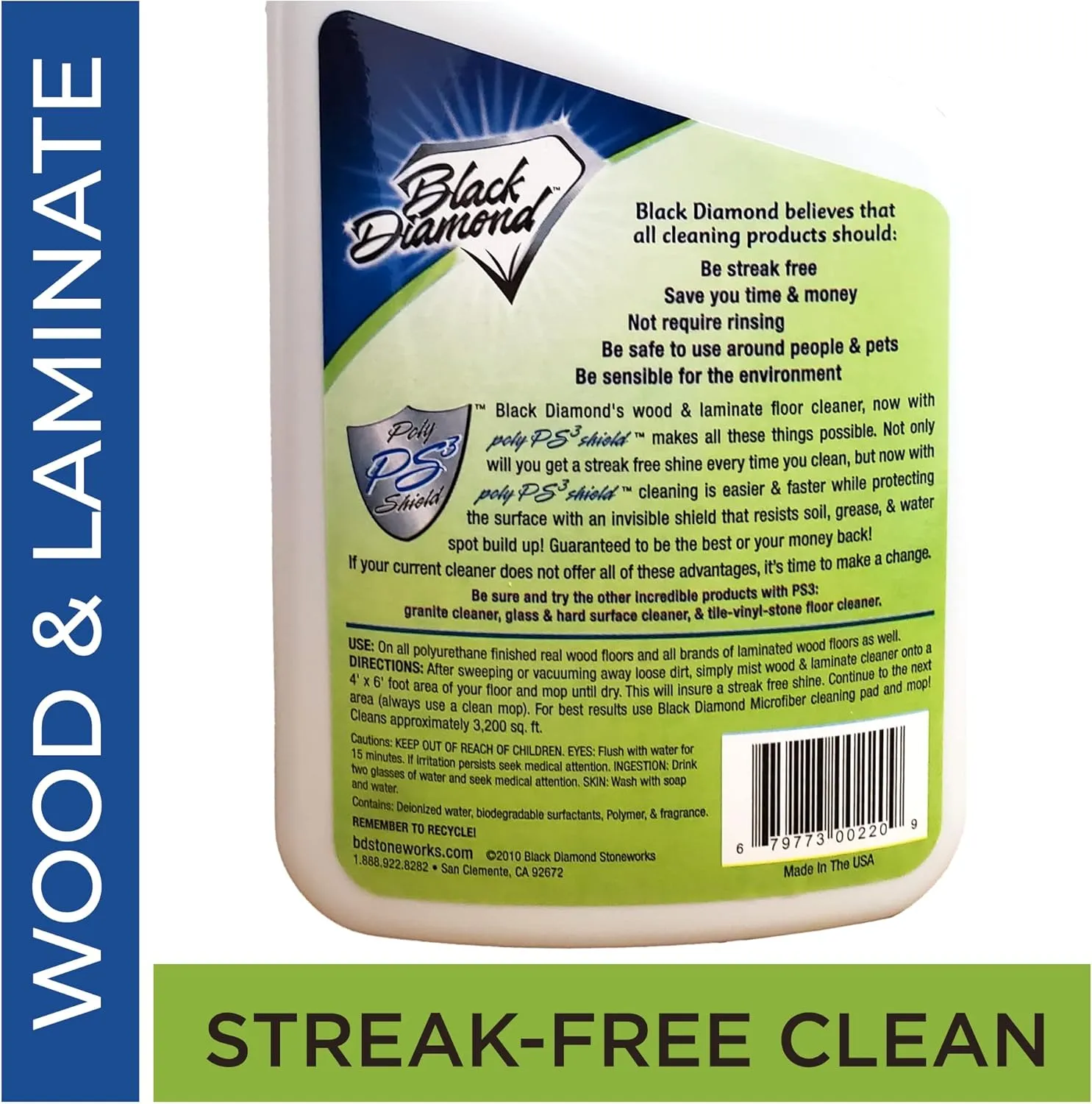 Black Diamond Laminate Floor Cleaner and Hardwood Floor Cleaner Spray - Versatile Solution Safe for Vinyl Floors, Wood Floors, and Engineered Hardwood Floors - 1-Quart.