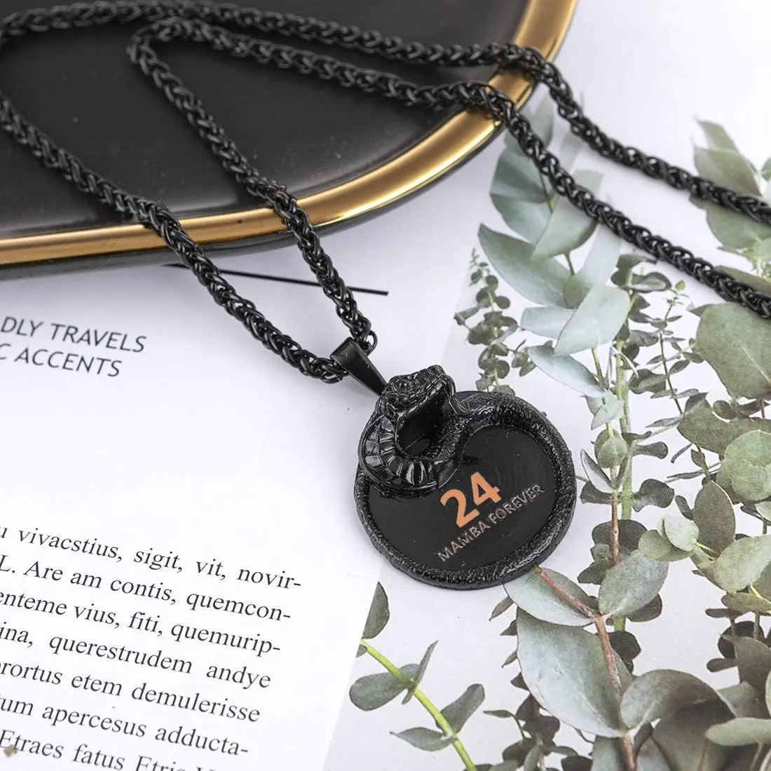 Black Mamba Memorial Pendant - Basketball Star Snake Necklace for Men & Women, Mamba Forever Tribute Jewelry