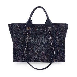 Black Tote Top Going fast Privacy-focused Sparkle Deauville Medium Sequin Bag Canvas Quality Chanel