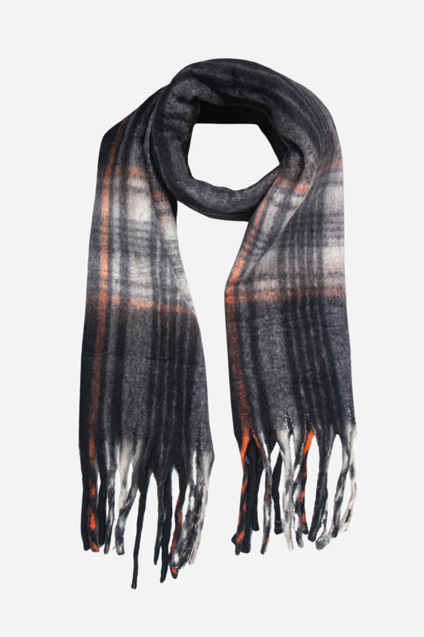 Black Traditional Check Print Heavyweight Scarf