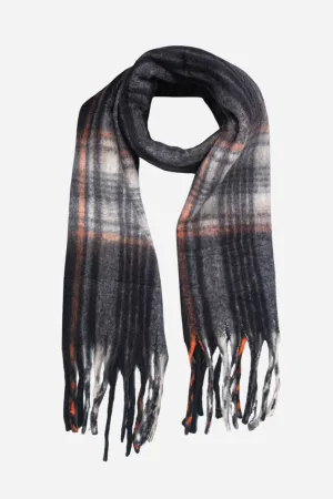 Black Traditional Check Print Heavyweight Scarf