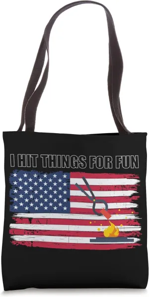 Blacksmith with Anvil US Flag Patriotic Tote Bag