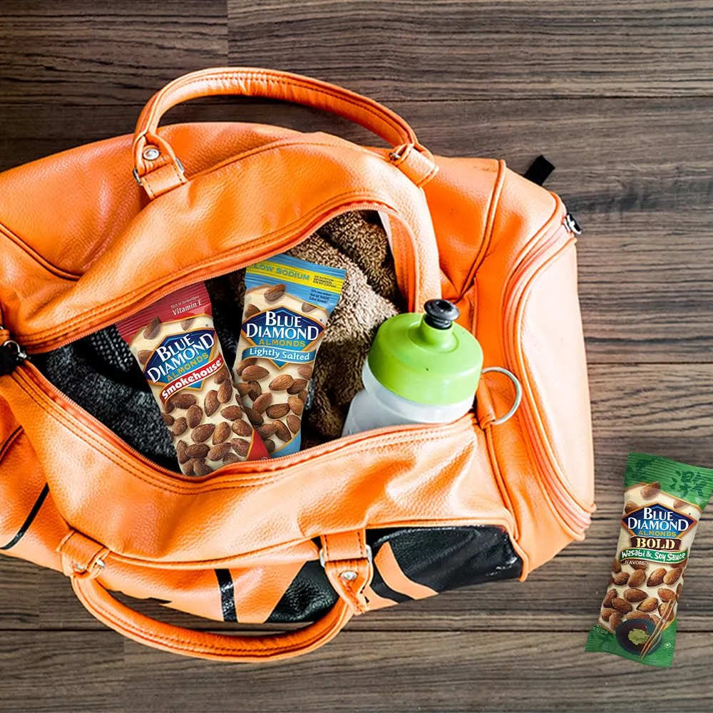 Blue Diamond Almonds Snack Nut Variety Pack for Kids, Office, School, On-the-go, 0.75 oz Gluten Free Individual Packs, Wasabi & Soy Sauce, Lightly Salted, and Smokehouse (Pack of 1,24 Count Total)