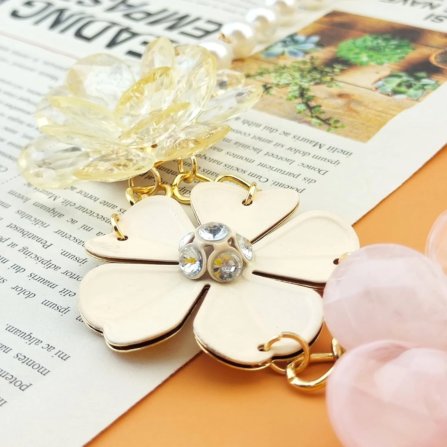Bocar 5 Flower Braided Crystal Statement Chunky Necklace Bib Collar Flower Pearl Jewelry for Women