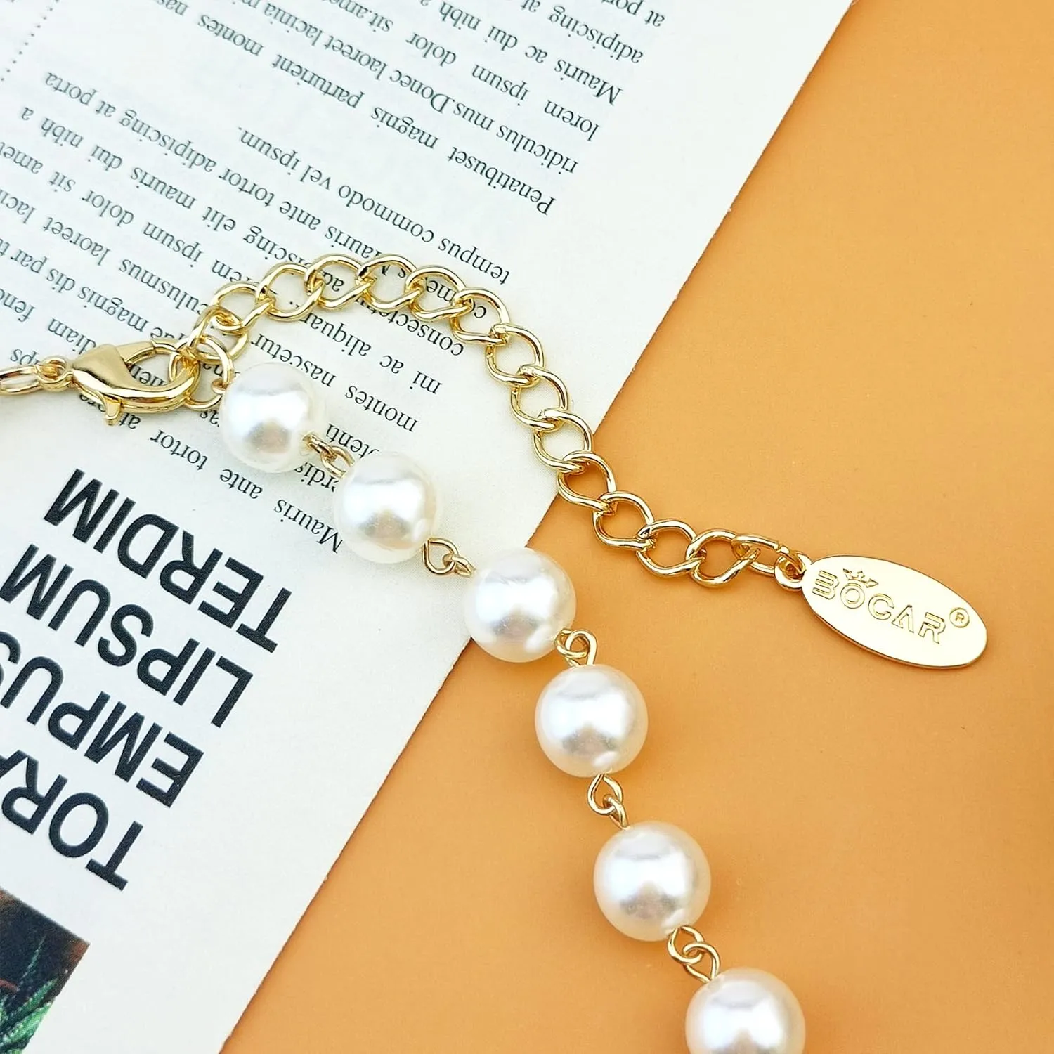 Bocar 5 Flower Braided Crystal Statement Chunky Necklace Bib Collar Flower Pearl Jewelry for Women