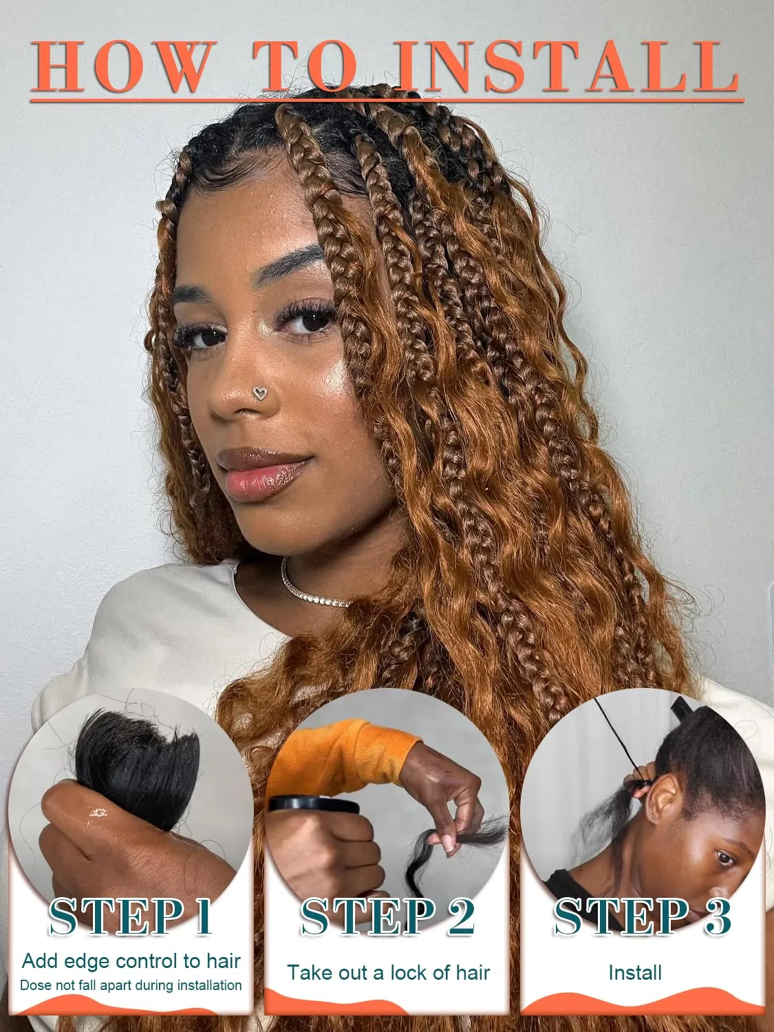 Bohemian Braiding Hair Brown Deep Wave Bulk Hair for Braiding No Weft Hair Curls for Boho Braids Wet and Wavy Curly Bundles for Braiding Hair Extensions 2 Bundle 200g 18 Inch Water Wave, Brown 30