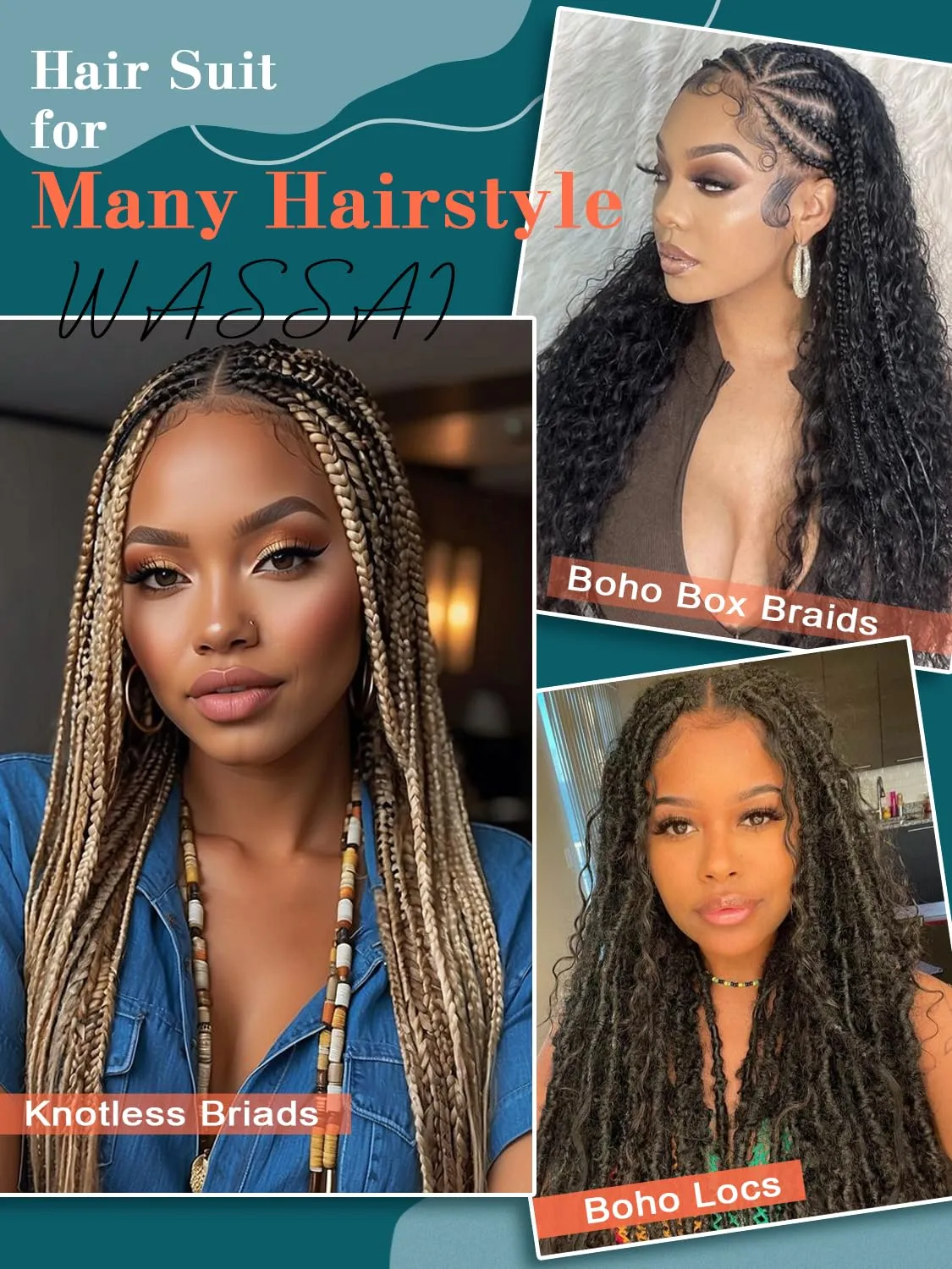 Bohemian Braiding Hair Brown Deep Wave Bulk Hair for Braiding No Weft Hair Curls for Boho Braids Wet and Wavy Curly Bundles for Braiding Hair Extensions 2 Bundle 200g 18 Inch Water Wave, Brown 30
