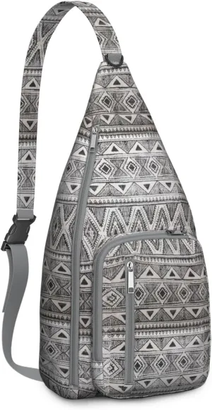 Bohemian Crossbody Bag Daypack for Women Men Lightweight Vintage Tribal Waterproof Sling Bag Backpack Hiking Cycling Sports