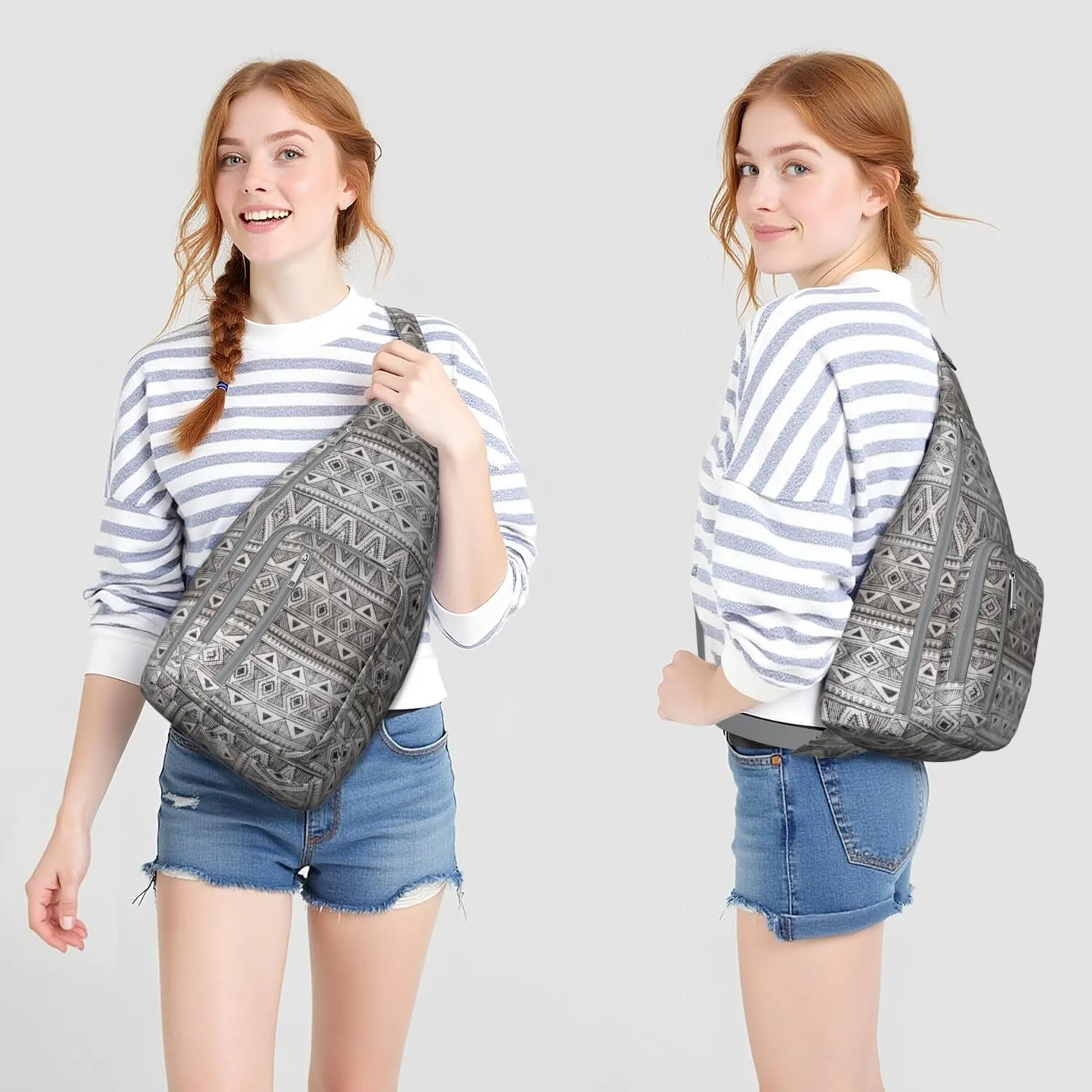 Bohemian Crossbody Bag Daypack for Women Men Lightweight Vintage Tribal Waterproof Sling Bag Backpack Hiking Cycling Sports