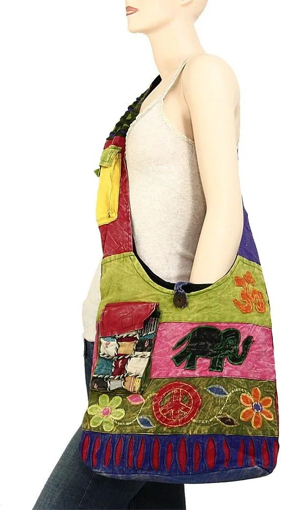 Bohemian Hippie Crossbody Shoulder Bag Sling Slouch Hobo Cotton Handmade Variety Patterns
