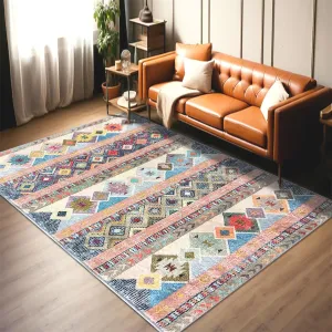 Bohemian Rhapsody: Stain-Resistant & Machine-Washable Area Rug with Vibrant Moroccan Mosaic (48" x 71")