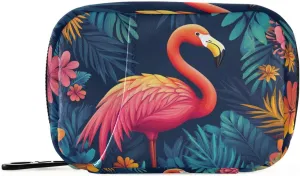 Bohemian-Style Flamingo Flower Flat Design Vibrant Colors Bags with Detachable Compartments Portable Pill bagstravel Pill Organizer