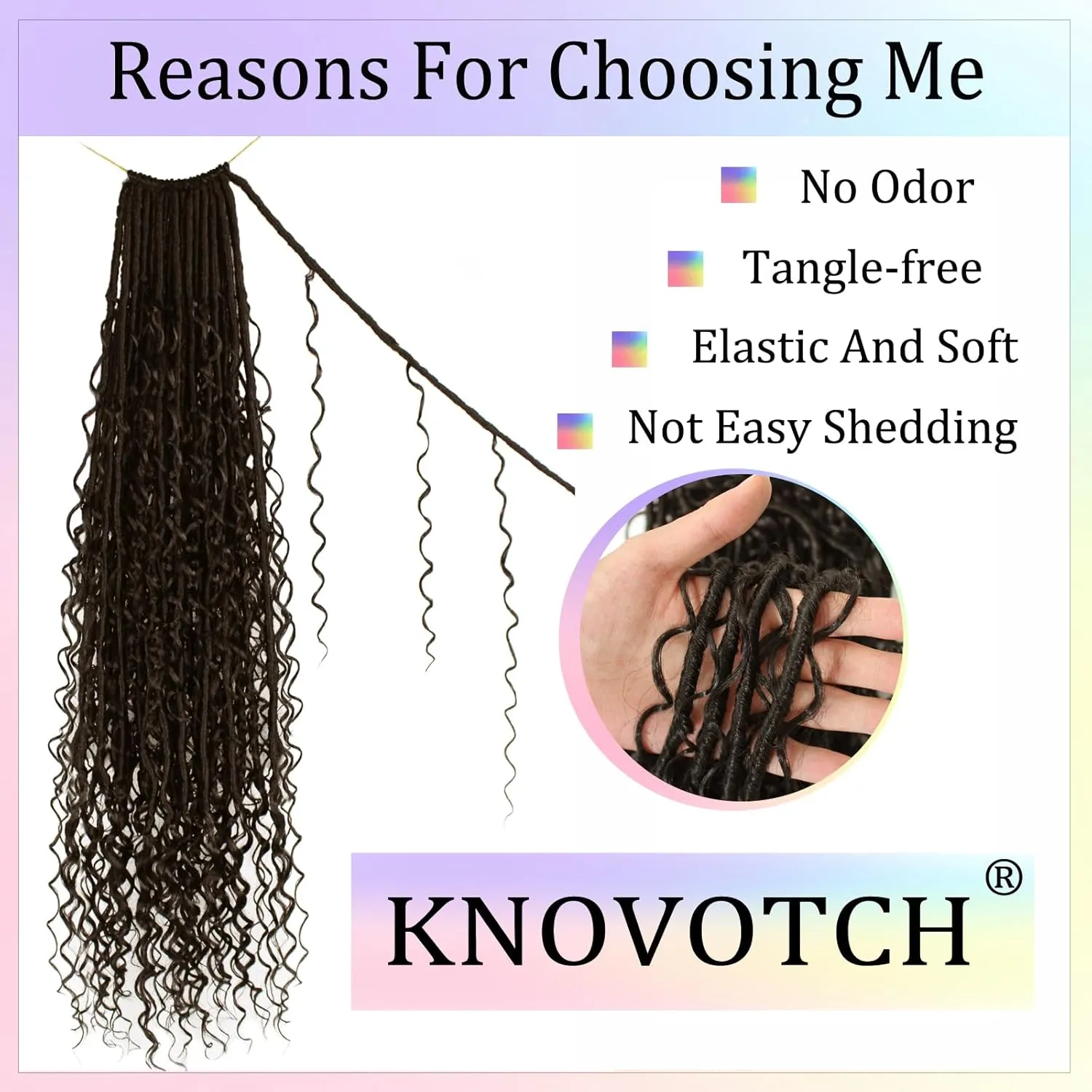 Boho Faux Locs Crochet Hair 24 Inch Goddess Locs 8 Packs Boho Soft Locs Crochet Hair with Curly Ends Pre-looped Long Bohemian River Locs Crochet Hair for Black Women(24Inch, 4#)