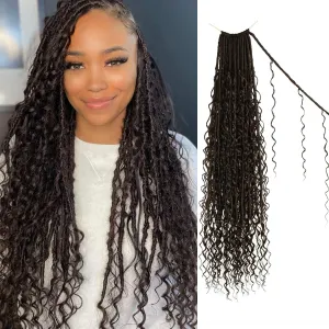 Boho Faux Locs Crochet Hair 24 Inch Goddess Locs 8 Packs Boho Soft Locs Crochet Hair with Curly Ends Pre-looped Long Bohemian River Locs Crochet Hair for Black Women(24Inch, 4#)