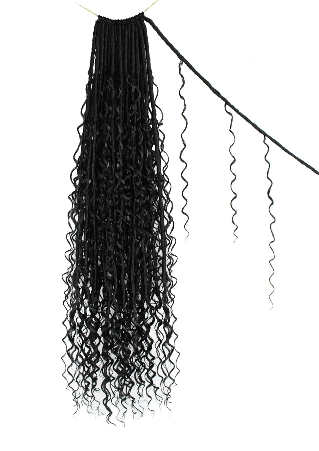 Boho Faux Locs Crochet Hair 30 Inch Goddess Locs 8 Packs Boho Soft Locs Crochet Hair with Curly Ends Pre-looped Long Bohemian River Locs Crochet Hair for Black Women(30Inch, 1B)
